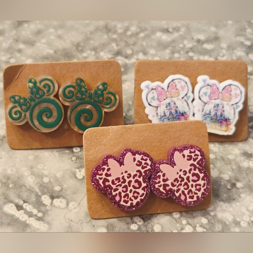 Kids' Colorful Minnie Mouse Earrings Set